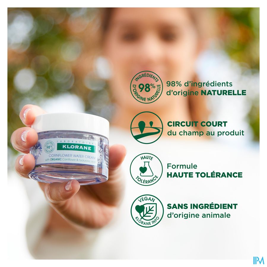 Klorane - Crème d’Eau de Bleuet au Bleuet BIO et Acide hyaluronique - Visage et yeux crème rafraichissante et défatigante