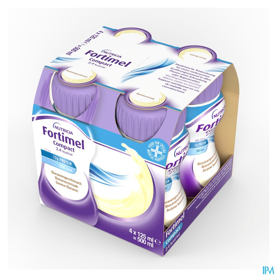 Fortimel Compact 2.4kcal Goût Banane Bouteilles 4x125ml
