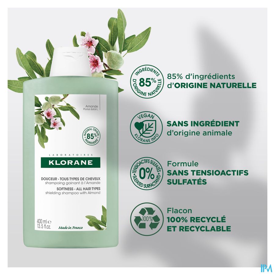 Klorane — Shampoing Gainant à l’Amande — Tous types de cheveux