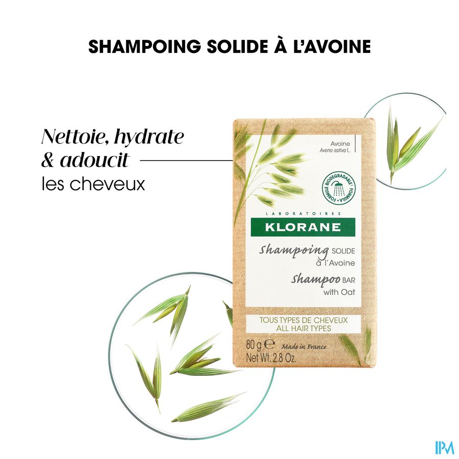Klorane - Shampoing solide à l’Avoine - Tous types de cheveux