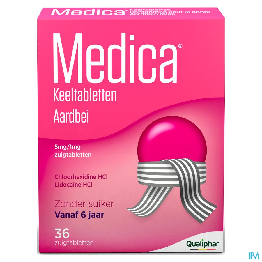 Medica comprimés pour la gorge sans sucre Fraise 36 pcs - mal de gorge