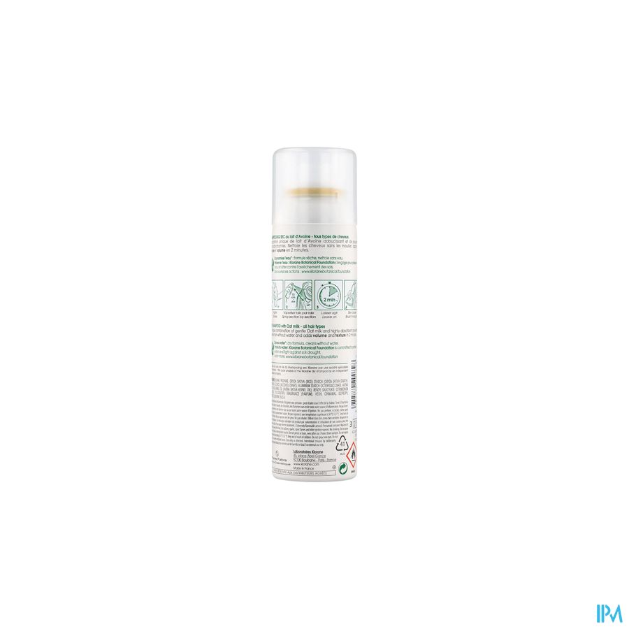 Klorane - Shampoing sec extra-doux au lait d’Avoine - L’original - Tous types de cheveux