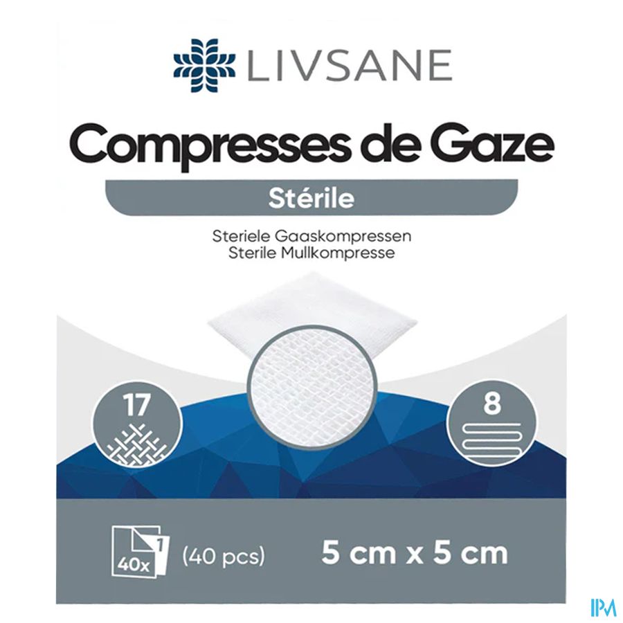 Livsane Compresses Steriles 8pl 5x5cm 40