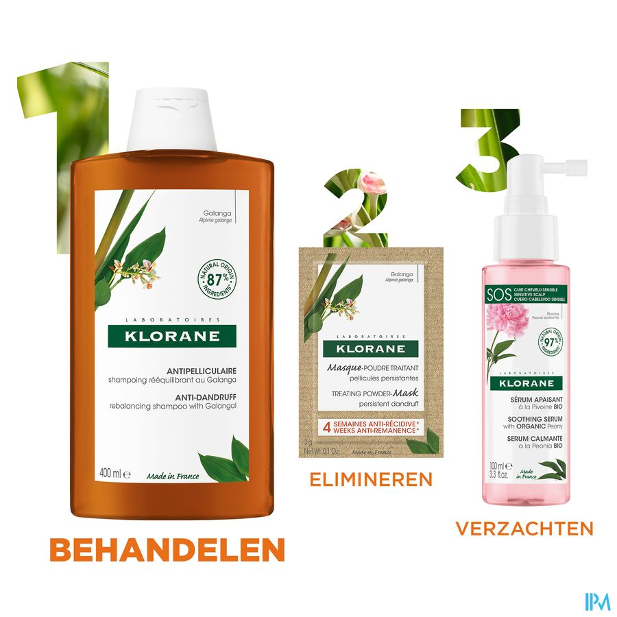 Klorane — Shampoing Rééquilibrant Antipelliculaire au Galanga — Pellicules libres