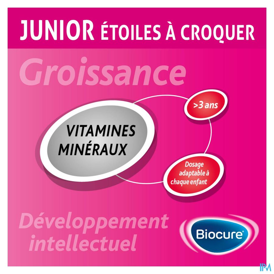 Biocure Junior Etoiles à Croquer croissance, multivitamine - 60 pièces