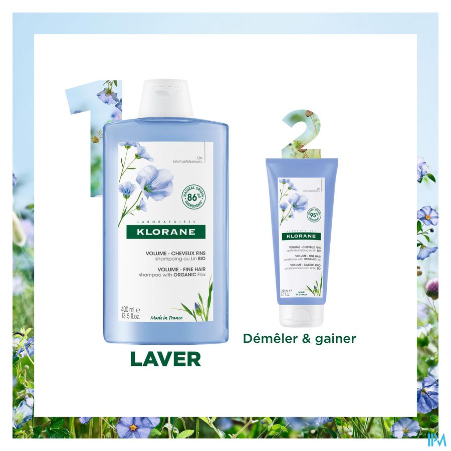 Klorane - Shampoing au Lin BIO - Volume - Cheveux fins