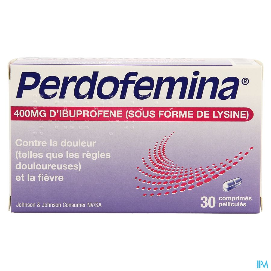 Perdofemina® comprimés, soulage les douleurs menstruelles, analgésique avec 400 mg d’ibuprofène, 30 comprimés