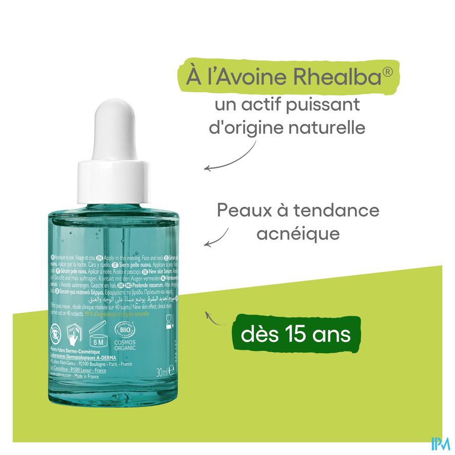 A-DERMA  BIOLOGY AC NIGHT-PEEL Sérum anti-imperfections - Effet peau neuve - Points noirs, acné