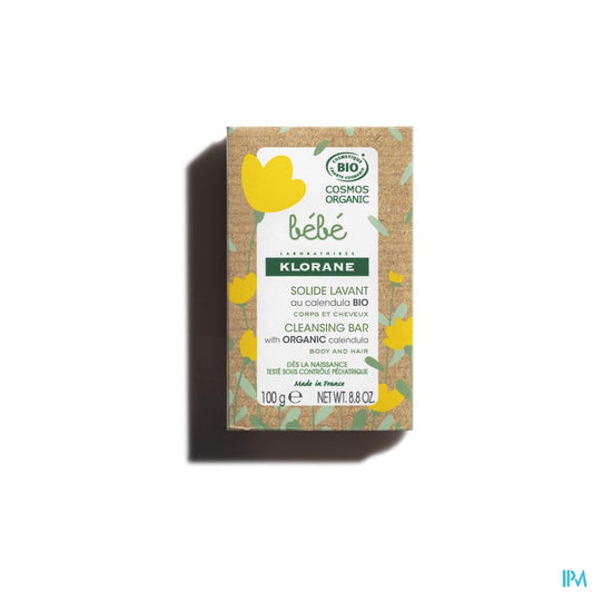 Klorane Solide lavant certifié BIO au Calendula - Corps et Cheveux - Bébé
