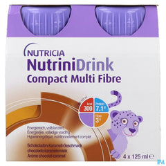 NutriniDrink Compact Multi Fibre Goût Chocolat-Caramel Bouteilles 4x125ml