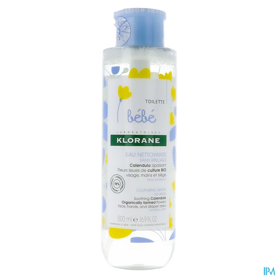 Klorane - Eau nettoyante sans rinçage au Calendula apaisant - Bébé - Peau normale