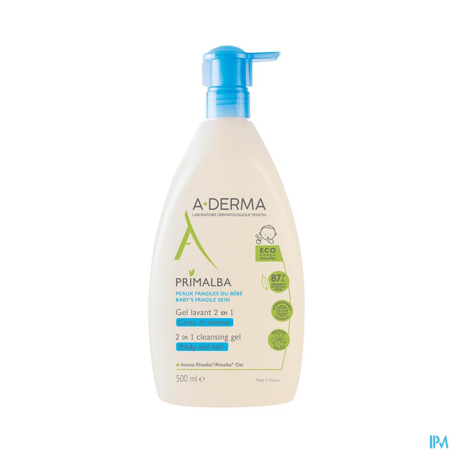 A-DERMA - PRIMALBA GEL LAVANT 2 EN 1 BEBE CORPS ET CHEVEUX - Peaux fragiles du bébé