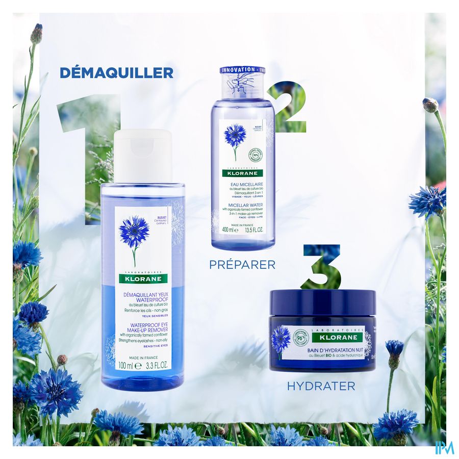 Klorane - Démaquillant yeux waterproof au Bleuet issu de culture BIO - Yeux sensibles