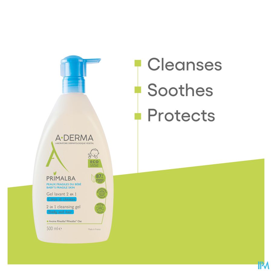 A-DERMA - PRIMALBA GEL LAVANT 2 EN 1 BEBE CORPS ET CHEVEUX - Peaux fragiles du bébé