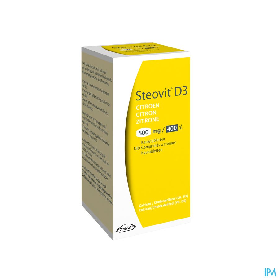 Steovit Forte Citron 500mg/400 U.I. Calcium & Vit D - 180 comprimés à croquer