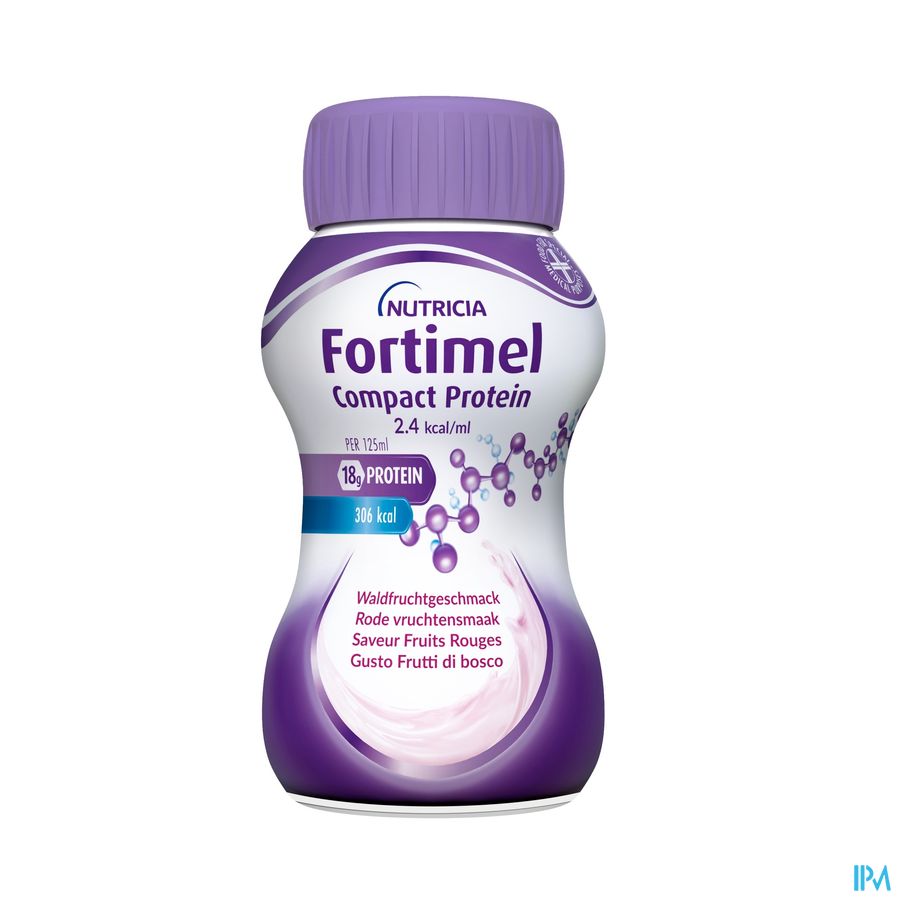 Fortimel Compact Protein 2.4kcal Saveur Fruits Rouges Complément Nutritionnel Dénutrition Bouteilles 4x125ml