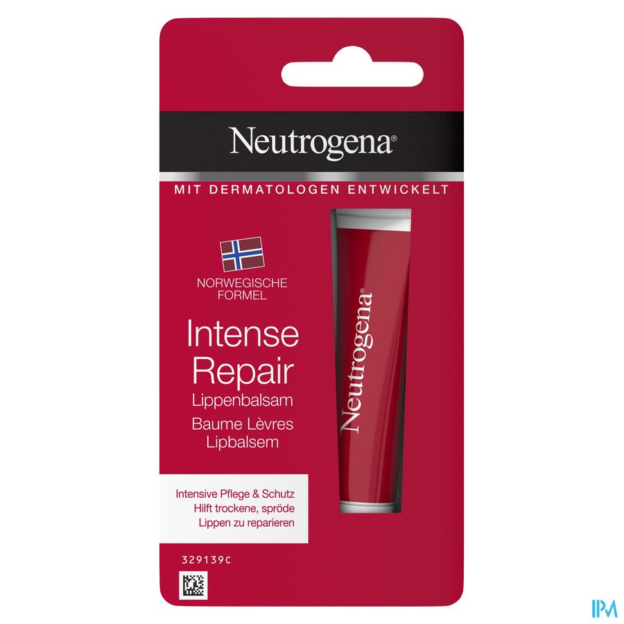 Neutrogena Intense Repair, baume à lèvres apaisant et très hydratant pour les lèvres et les narines endommagées, gercées et irritées, 15 ml