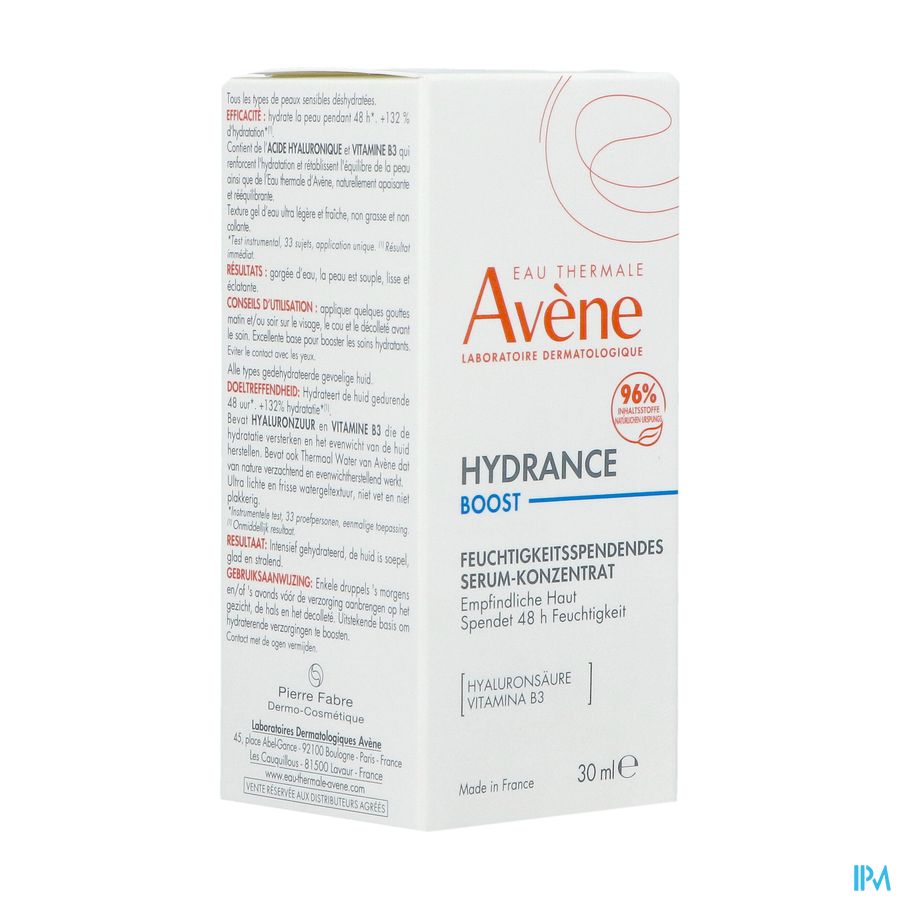 Eau Thermale Avène HYDRANCE Boost Sérum Concentré Hydratant  - Visage, Cou, décolleté