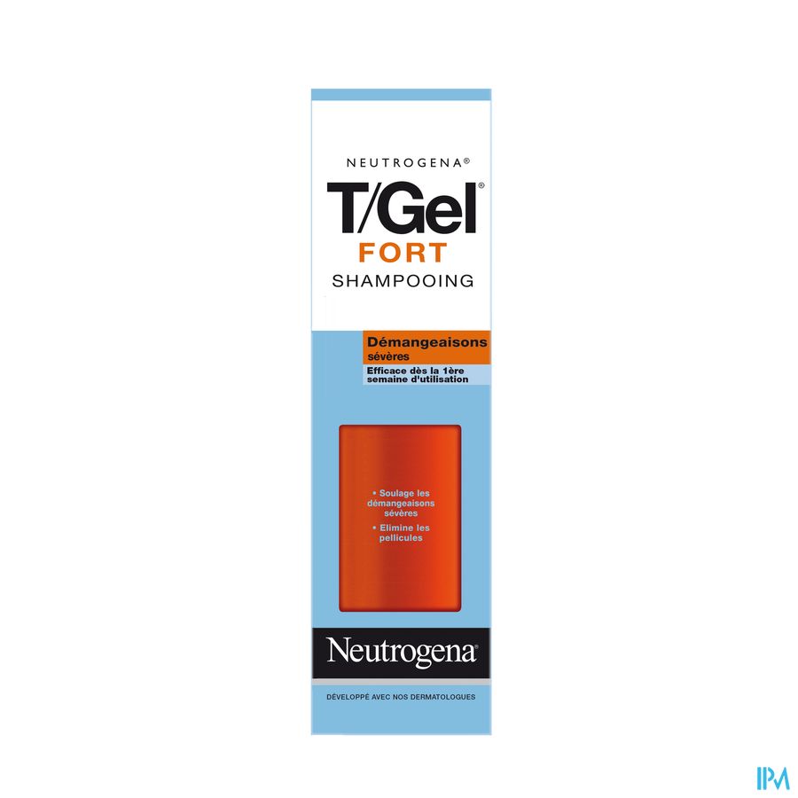 Neutrogena T/Gel Fort shampooing pour démangeaisons sévères, shampooing anti-démangeaisons, puissant shampooing pour soulager les démangeaisons sévères et réduire les pellicules, 250 ml