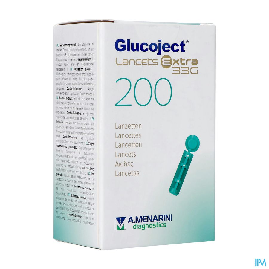 Glucoject l.extra 33g Lancettes 200
