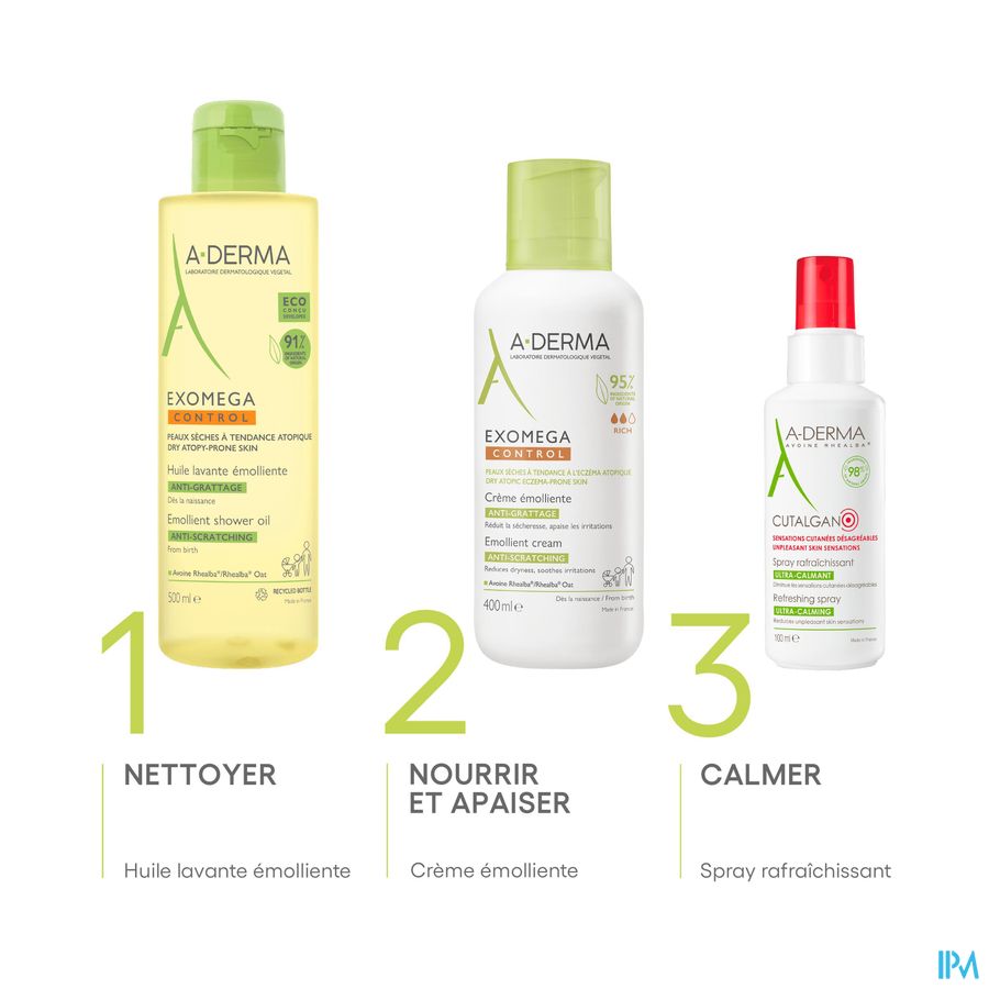 A-Derma Exomega control crème émolliente anti-grattage peau à tendance atopique 400ml