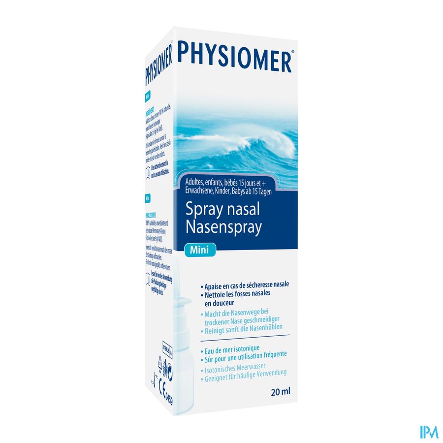 Physiomer® Spray Nasal Hydratant Mini 20 ml Prévient La Sécheresse Nasale