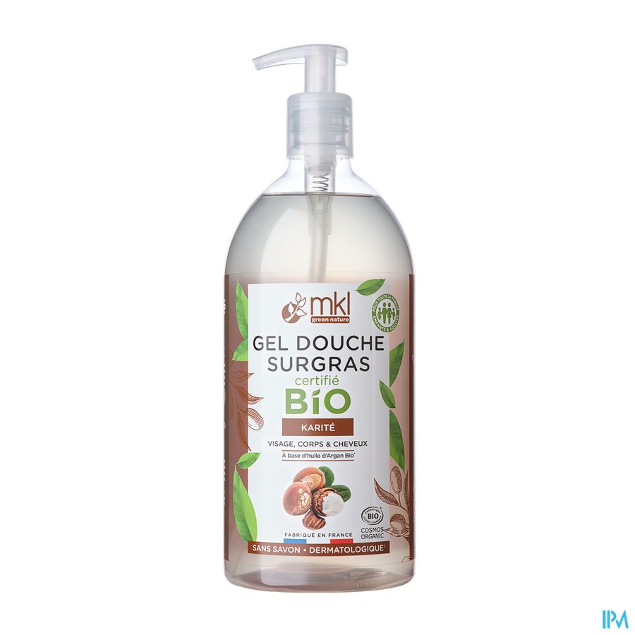 Mkl Gel Douche Bio Beurre Karite Fl Pomp.1l