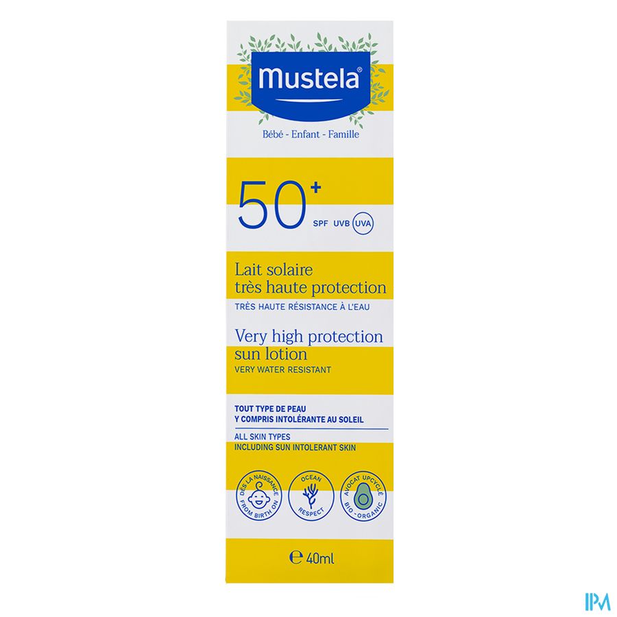 Mustela lait solaire très haute protection spf50+ famille 40ml