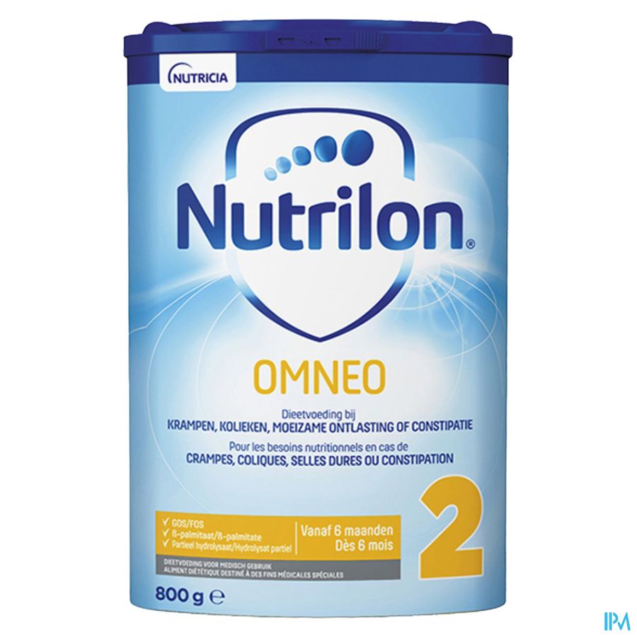 Nutrilon Omneo 2 crampes, coliques, selles dures, constipation Bébé 6-12 mois lait en poudre 800g