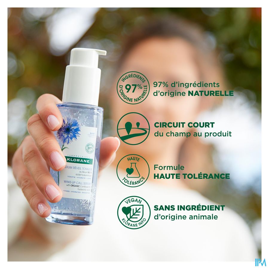 Klorane - Sérum Réveil tonique au Bleuet BIO et Acide hyaluronique - Visage, cou et contour des yeux