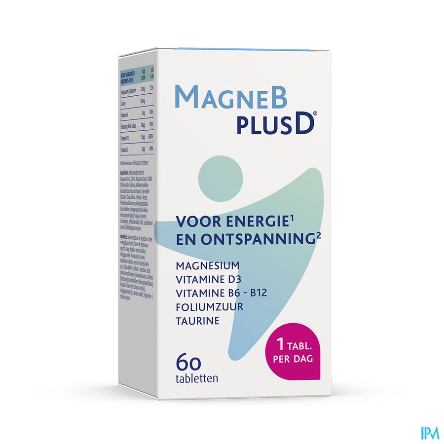 MagneBplusD - Magnésium, Vitamine D, Vitamines B, Acide Folique, Taurine - 60 comprimés