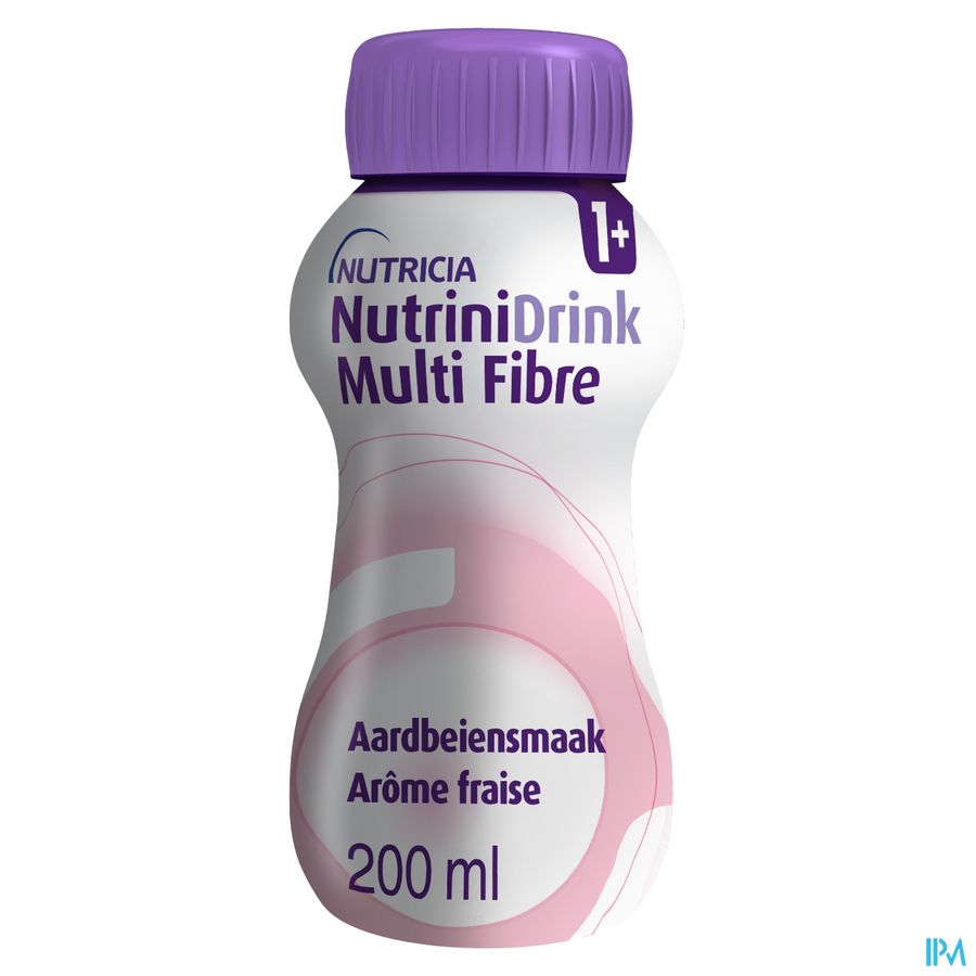 NutriniDrink Multi Fibre Arôme Fraise Bouteille 200ml