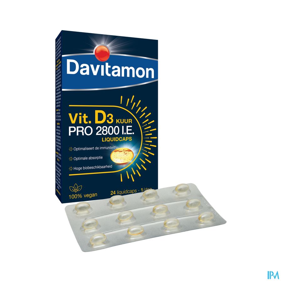Davitamon® Cure De Vitamine D3 Pro 2800 I.E. VEGAN Liquidcaps – Immunité, Os, Muscles