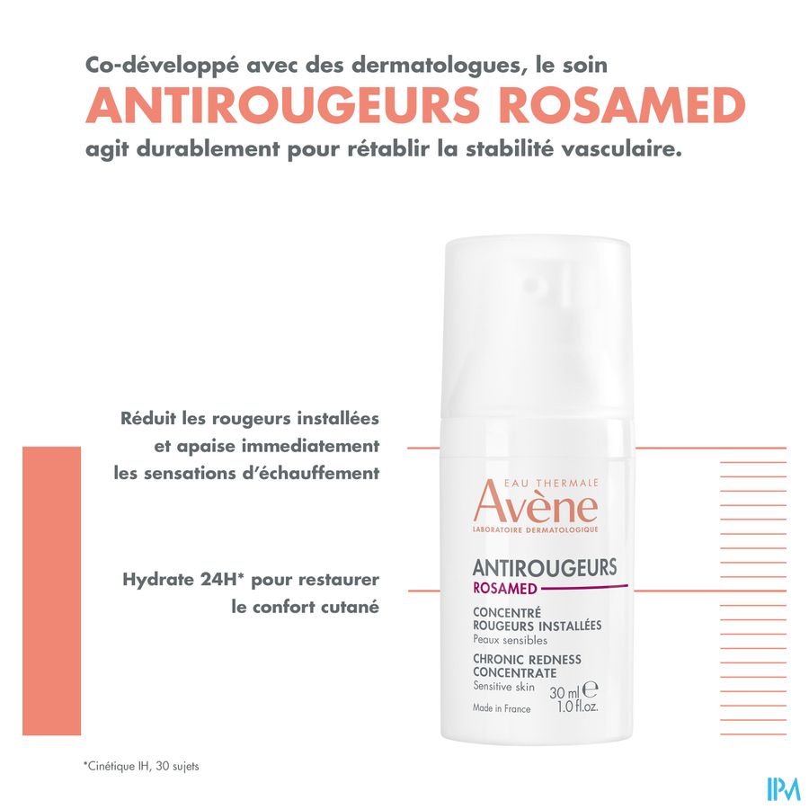 Eau Thermale Avène Concentré rougeurs installées peaux sensibles Antirougeurs Rosamed