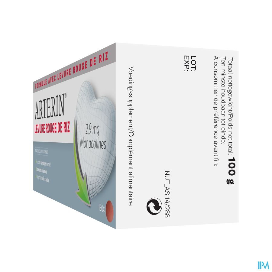 Arterin® Levure Rouge De Riz 2,9 Mg De Monacolines 180 Comprimés