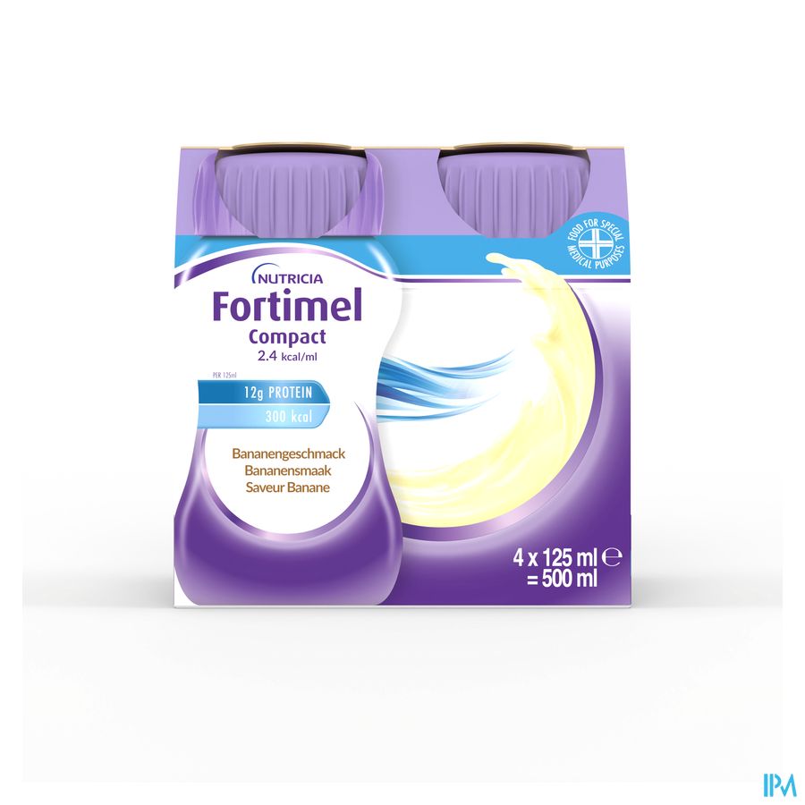 Fortimel Compact 2.4kcal Arôme Banane Complément Nutritionnel Dénutrition Bouteilles 4x125ml