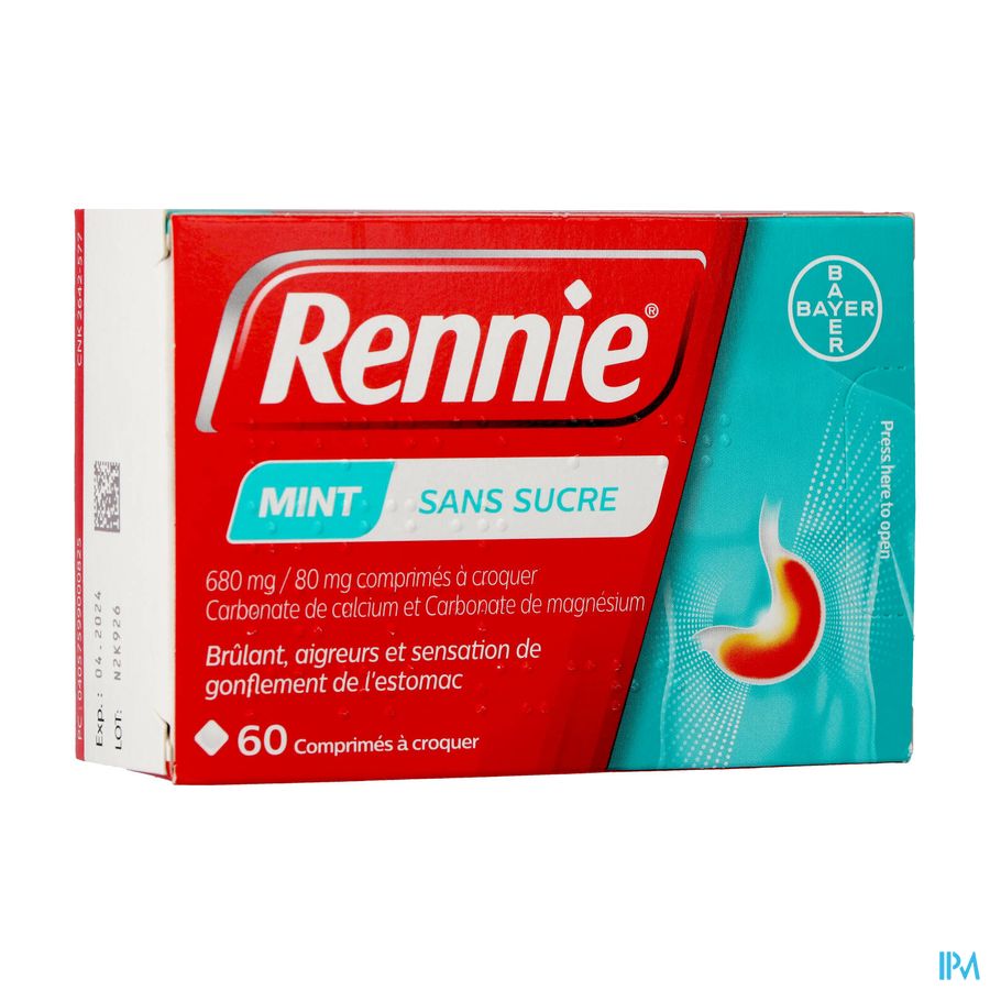 Rennie Sans Sucre Pastilles 60