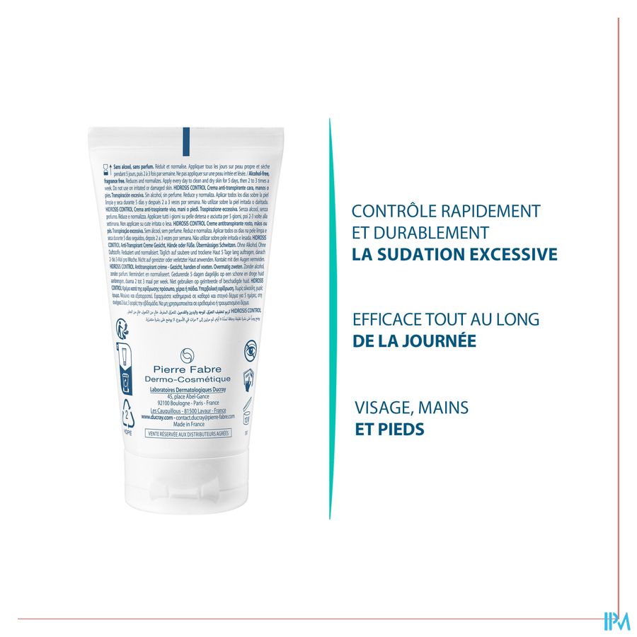 Ducray HIDROSIS CONTROL Crème visage, mains et pieds Anti-transpirante  - Multizones