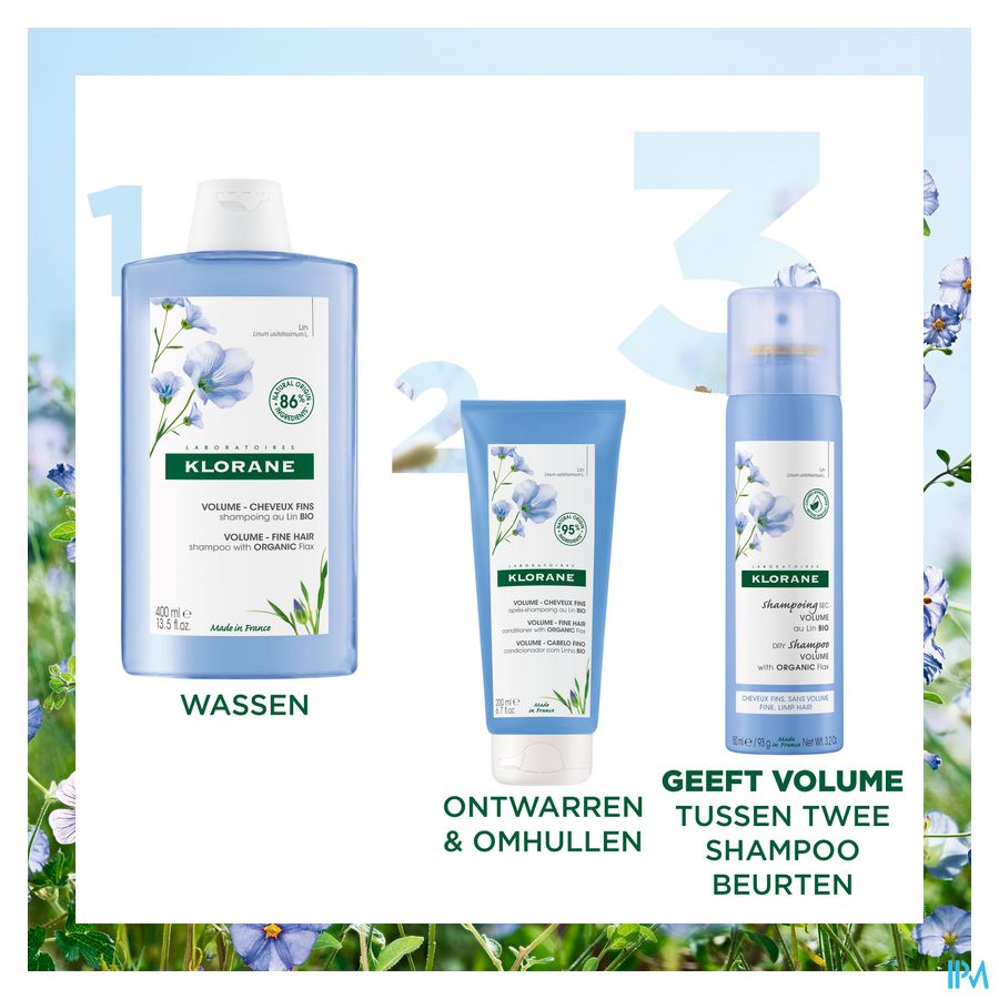 Klorane - Shampoing sec Volume au Lin BIO - Cheveux fins, sans volume