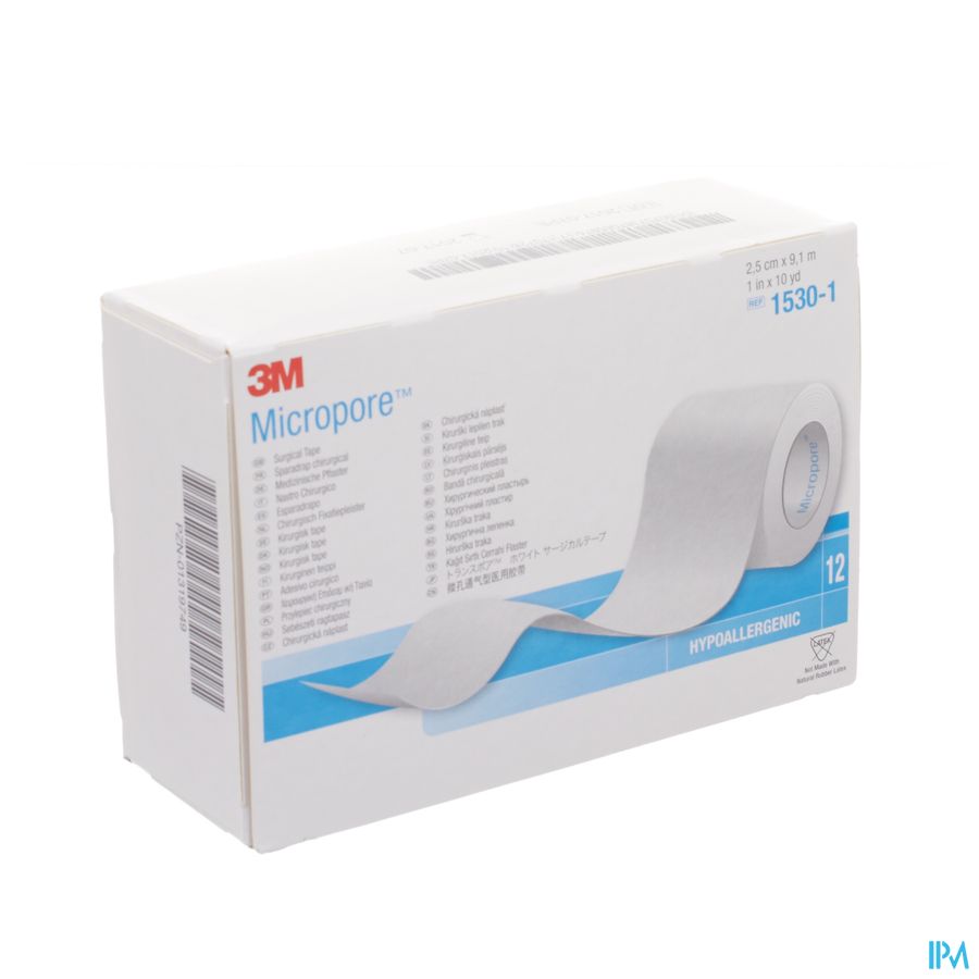 Micropore 3m Sparadrap 25mmx9,14m Rouleau 12 1530