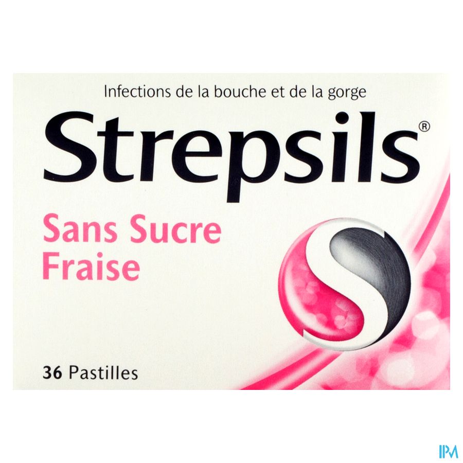 Strepsils S/sucre Fraise Past 36