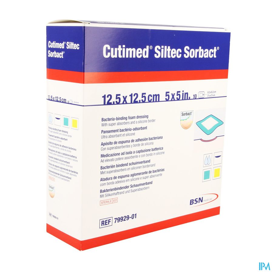 Cutimed Siltec Sorbact Pans Mousse 12,5x12,5cm 10