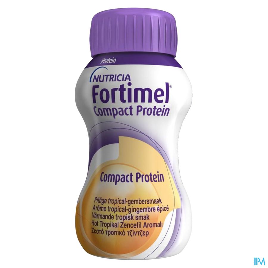 Fortimel Compact Protein Arôme Tropical Gingembre épicé Complément Nutritionnel Dénutrition Bouteilles 4x125 ml