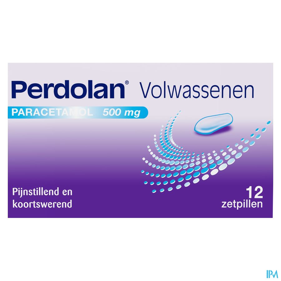 Perdolan® Adultes suppositoires avec 500 mg de paracétamol, pour le traitement symptomatique de la fièvre et de la douleur chez les adultes, 12 suppositoires