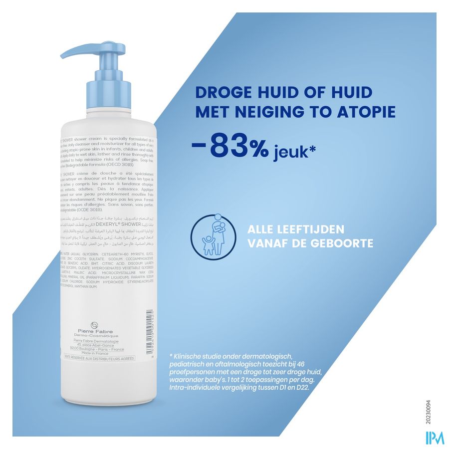 DEXERYL SHOWER Crème de douche 500 ML Hygiène peau sèche et à tendance atopique