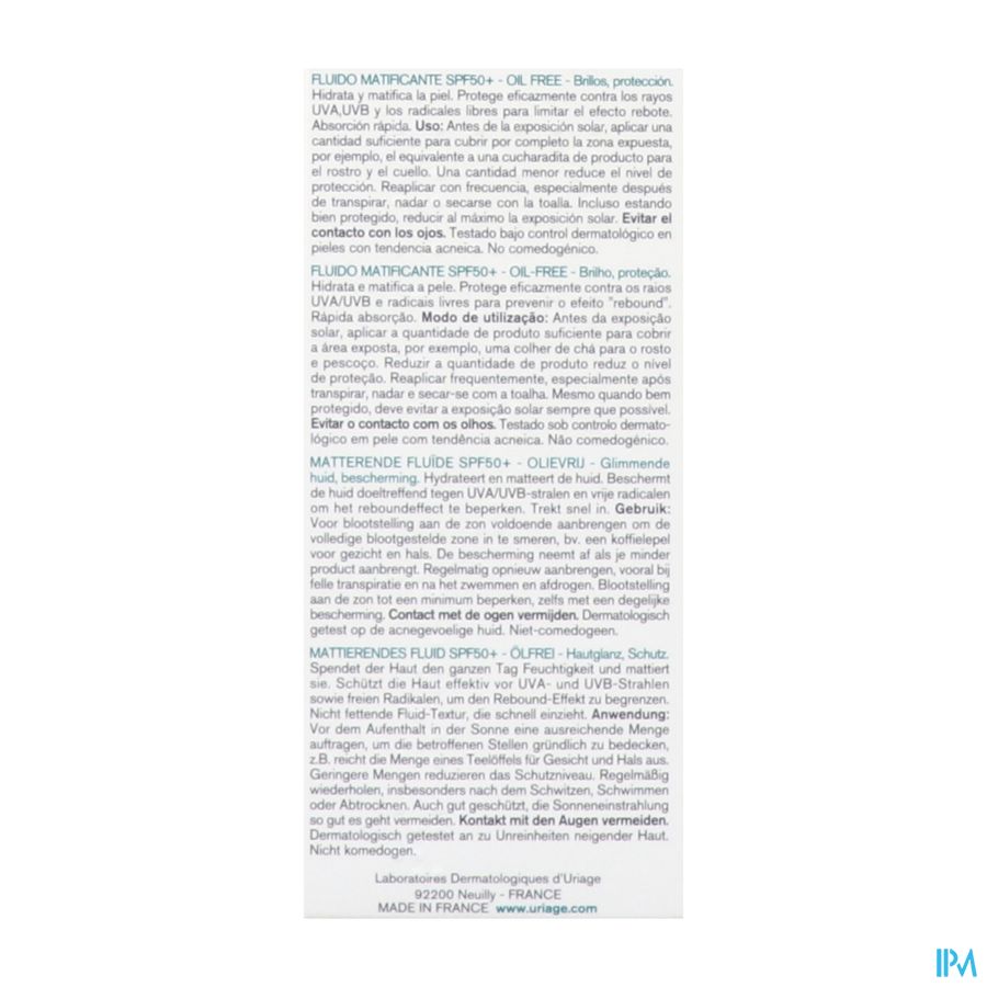 Hyseac Fluide Matifiant Spf50+ 50ml