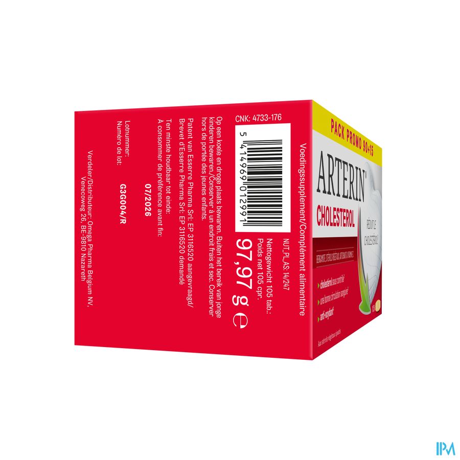 Arterin® Cholestérol 90+15 Cmp Sans Levure Rouge De Riz/Statines & Bonne Tolérance