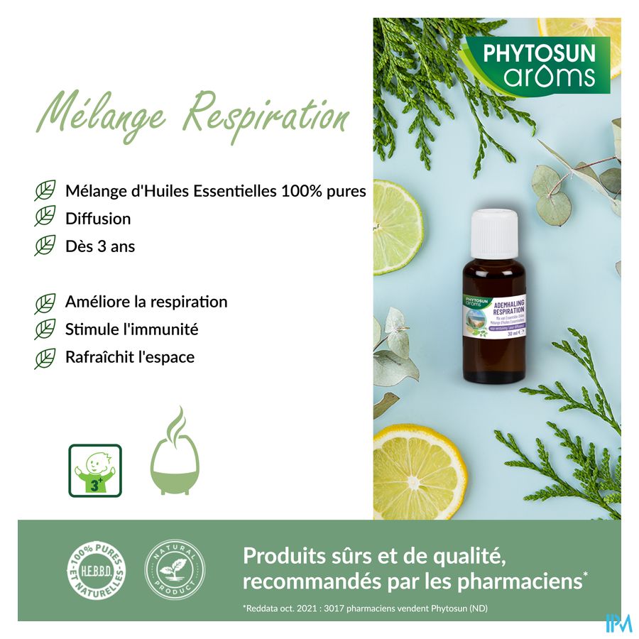 Phytosun® Mélange D’Huiles Essentielles – Respiration – 30 ml – Voies Respiratoires & Résistance