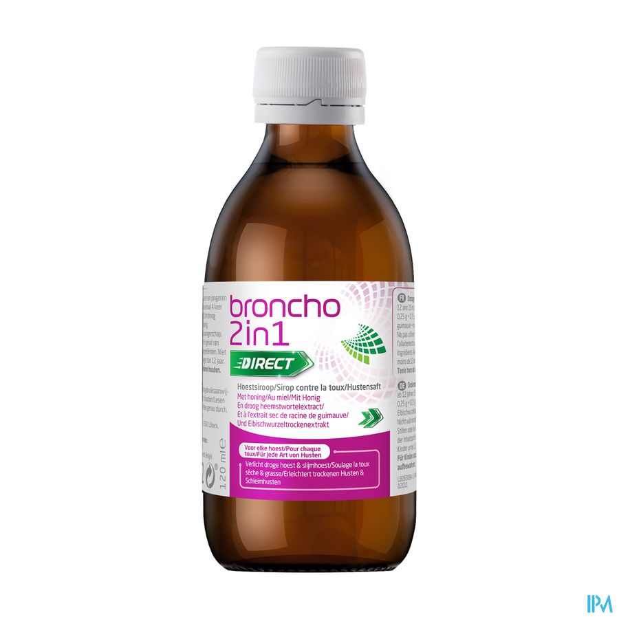 Broncho® 2 in 1 Adult Sirop Contre La Toux Goût D’Orange- Toux Sèche, Toux Grasse