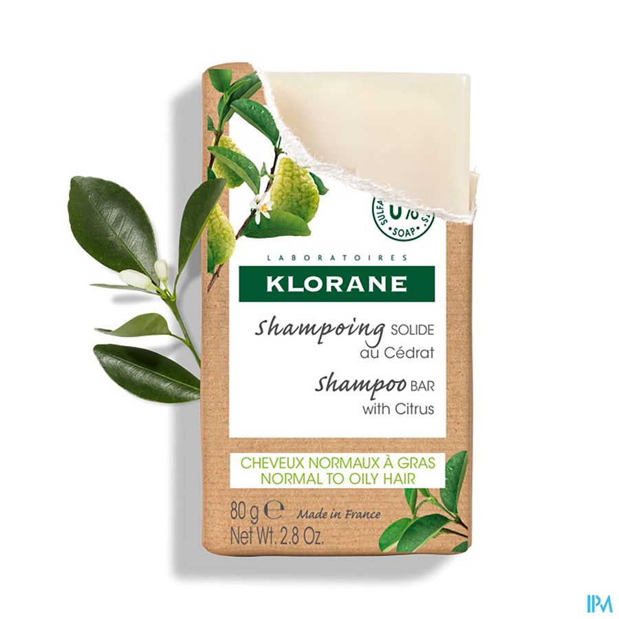 Klorane — Shampoing Solide au Cédrat — Cheveux normaux à gras
